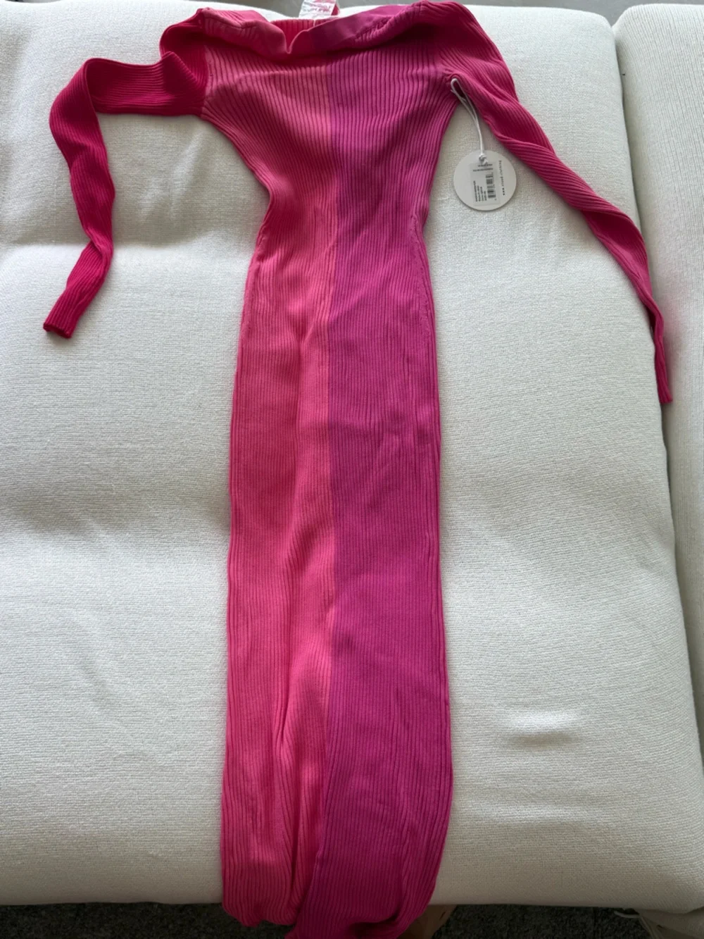 STAUD Shoko Pink Quartz ribbed-knit midi dress Sz XS - Picture 4 of 5